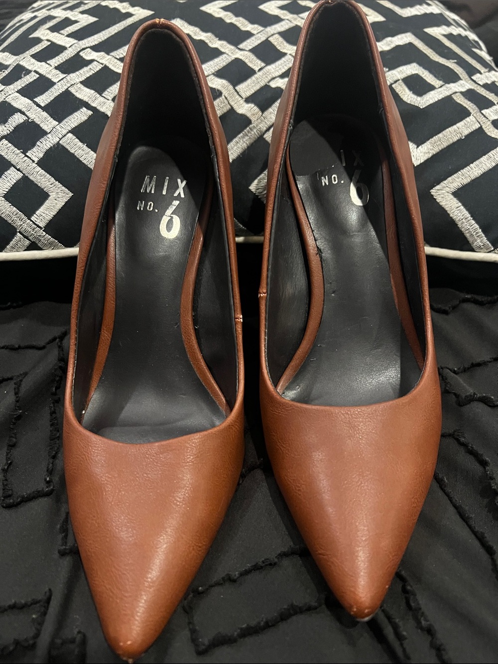 Mix No. 6 Cognac Pointed-Toe Leather Pumps
